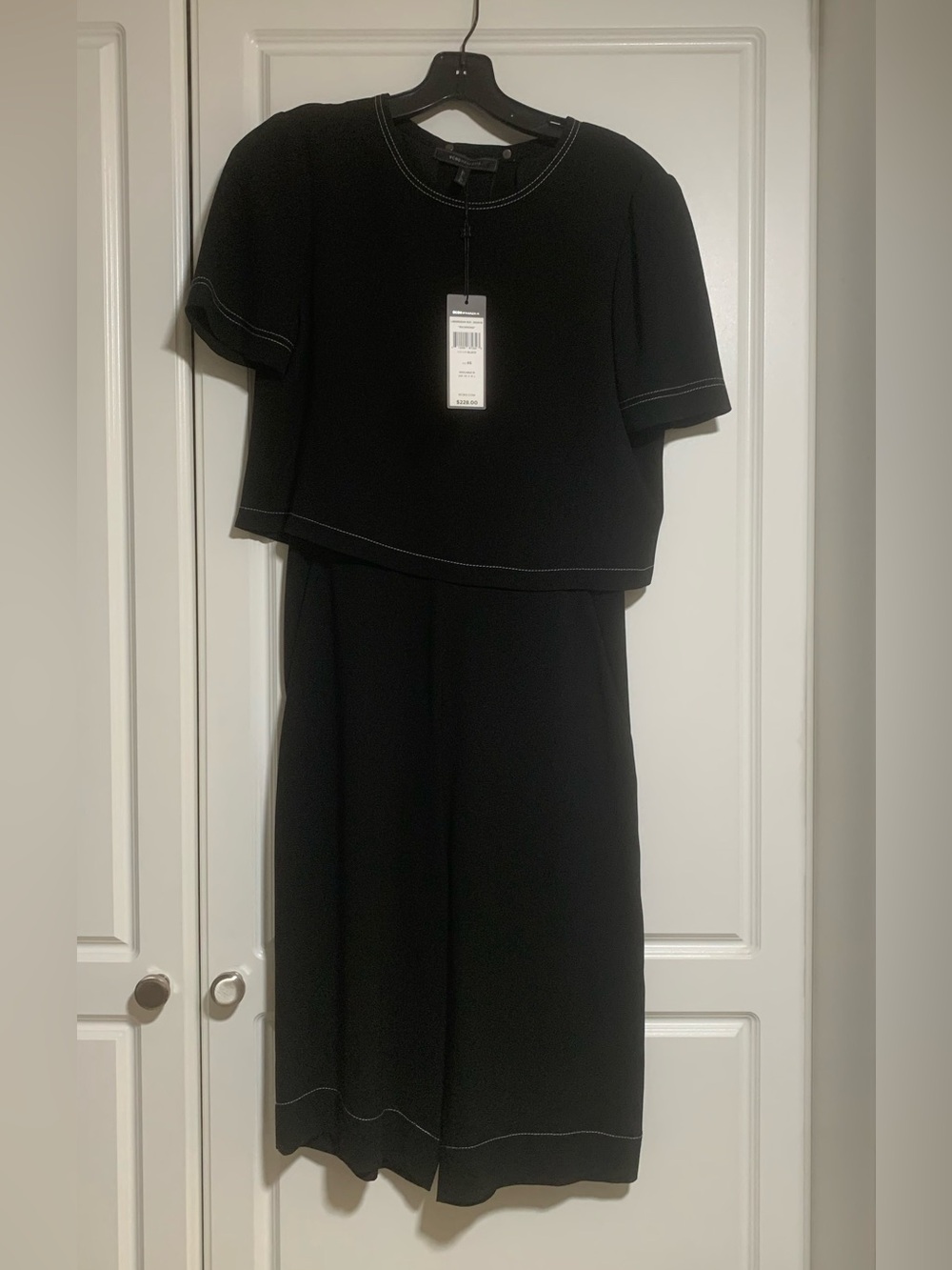 NWT BCBG Black Romper Richmond with Contrast Stitch Detail